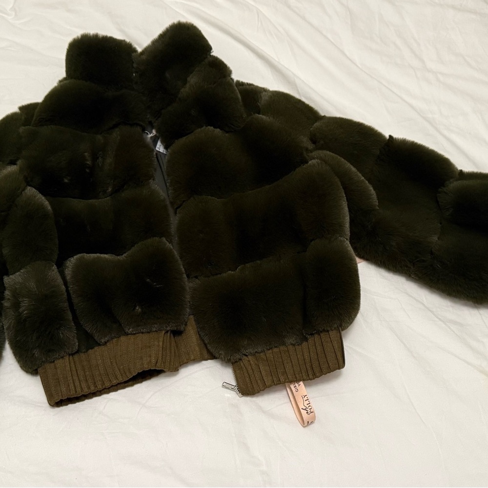 Oh Polly Olive Green Fur Jacket